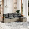 Image de vidaXL Salon de jardin 5 pcs avec coussins gris résine tressée