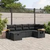 Image de vidaXL Salon de jardin 6 pcs avec coussins noir résine tressée