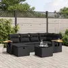 Image de vidaXL Salon de jardin 7 pcs avec coussins noir résine tressée