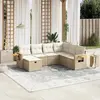 Image de vidaXL Salon de jardin avec coussins 7 pcs beige résine tressée