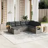 Image de vidaXL Salon de jardin avec coussins 7 pcs gris résine tressée