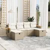 Image de vidaXL Salon de jardin avec coussins 6 pcs beige résine tressée
