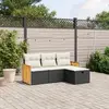 Image de vidaXL Salon de jardin 4 pcs avec coussins noir résine tressée