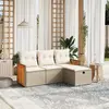Image de vidaXL Salon de jardin avec coussins 4 pcs beige résine tressée