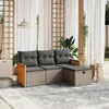 Image de vidaXL Salon de jardin 4 pcs avec coussins gris résine tressée