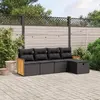 Image de vidaXL Salon de jardin 5 pcs avec coussins noir résine tressée
