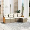 Image de vidaXL Salon de jardin avec coussins 5 pcs beige résine tressée
