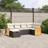 Image de vidaXL Salon de jardin 6 pcs avec coussins noir résine tressée