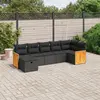 Image de vidaXL Salon de jardin 7 pcs avec coussins noir résine tressée