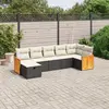 Image de vidaXL Salon de jardin 7 pcs avec coussins noir résine tressée