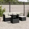 Image de vidaXL Salon de jardin 6 pcs avec coussins noir résine tressée