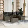 Image de vidaXL Salon de jardin 6 pcs avec coussins gris résine tressée