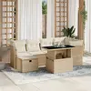 Image de vidaXL Salon de jardin avec coussins 7 pcs beige résine tressée