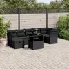 Image de vidaXL Salon de jardin 8 pcs avec coussins noir résine tressée