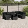 Image de vidaXL Salon de jardin 9 pcs avec coussins noir résine tressée