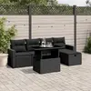 Image de vidaXL Salon de jardin 6 pcs avec coussins noir résine tressée