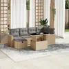 Image de vidaXL Salon de jardin avec coussins 7 pcs beige résine tressée