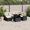 Image de vidaXL Salon de jardin 8 pcs avec coussins noir résine tressée
