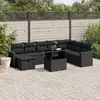 Image de vidaXL Salon de jardin 9 pcs avec coussins noir résine tressée