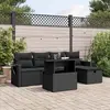 Image de vidaXL Salon de jardin 6 pcs avec coussins noir résine tressée