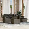 Image de vidaXL Salon de jardin 6 pcs avec coussins gris résine tressée