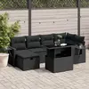 Image de vidaXL Salon de jardin 7 pcs avec coussins noir résine tressée