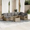 Image de vidaXL Salon de jardin avec coussins 9 pcs beige résine tressée
