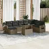 Image de vidaXL Salon de jardin 9 pcs avec coussins gris résine tressée