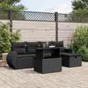 Image de vidaXL Salon de jardin 6 pcs avec coussins noir résine tressée
