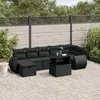 Image de vidaXL Salon de jardin 8 pcs avec coussins noir résine tressée