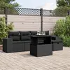 Image de vidaXL Salon de jardin 6 pcs avec coussins noir résine tressée
