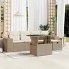 Image de vidaXL Salon de jardin avec coussins 6 pcs beige résine tressée