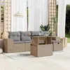 Image de vidaXL Salon de jardin avec coussins 6 pcs beige résine tressée