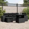 Image de vidaXL Salon de jardin 7 pcs avec coussins noir résine tressée