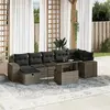 Image de vidaXL Salon de jardin 8 pcs avec coussins gris résine tressée