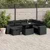 Image de vidaXL Salon de jardin 8 pcs avec coussins noir résine tressée