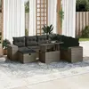 Image de vidaXL Salon de jardin 8 pcs avec coussins gris résine tressée