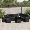 Image de vidaXL Salon de jardin 9 pcs avec coussins noir résine tressée