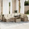 Image de vidaXL Salon de jardin avec coussins 9 pcs beige résine tressée