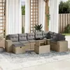 Image de vidaXL Salon de jardin avec coussins 9 pcs beige résine tressée