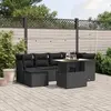 Image de vidaXL Salon de jardin 7 pcs avec coussins noir résine tressée