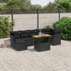 Image de vidaXL Salon de jardin 8 pcs avec coussins noir résine tressée