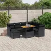 Image de vidaXL Salon de jardin 8 pcs avec coussins noir résine tressée