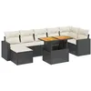 Image de vidaXL Salon de jardin 8 pcs avec coussins noir résine tressée
