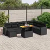 Image de vidaXL Salon de jardin 9 pcs avec coussins noir résine tressée