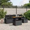 Image de vidaXL Salon de jardin 6 pcs avec coussins noir résine tressée