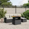 Image de vidaXL Salon de jardin 6 pcs avec coussins noir résine tressée