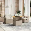 Image de vidaXL Salon de jardin avec coussins 6 pcs beige résine tressée