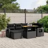 Image de vidaXL Salon de jardin 7 pcs avec coussins noir résine tressée