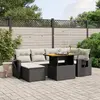 Image de vidaXL Salon de jardin 7 pcs avec coussins noir résine tressée